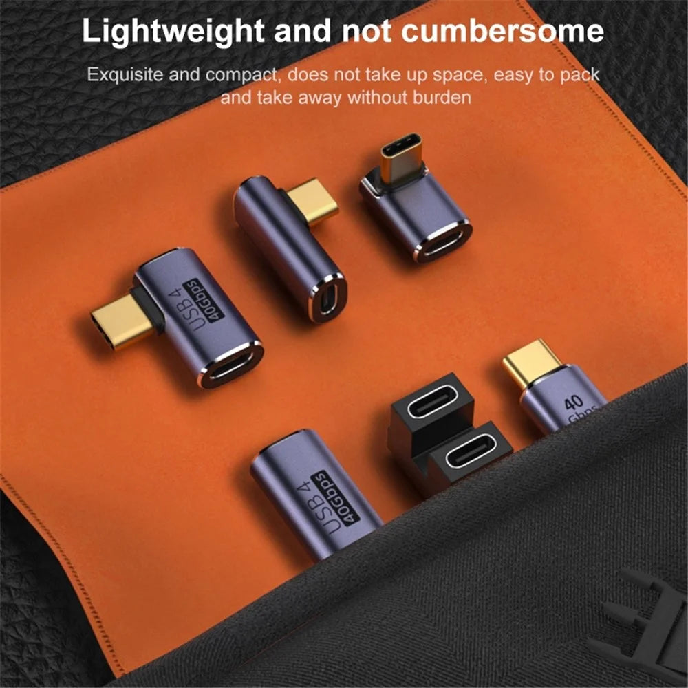 Elbow Type-C Male to Type-C Female USB4.0 40Gbps Data Transmission Converter Aluminum Alloy Charging Adapter - 4