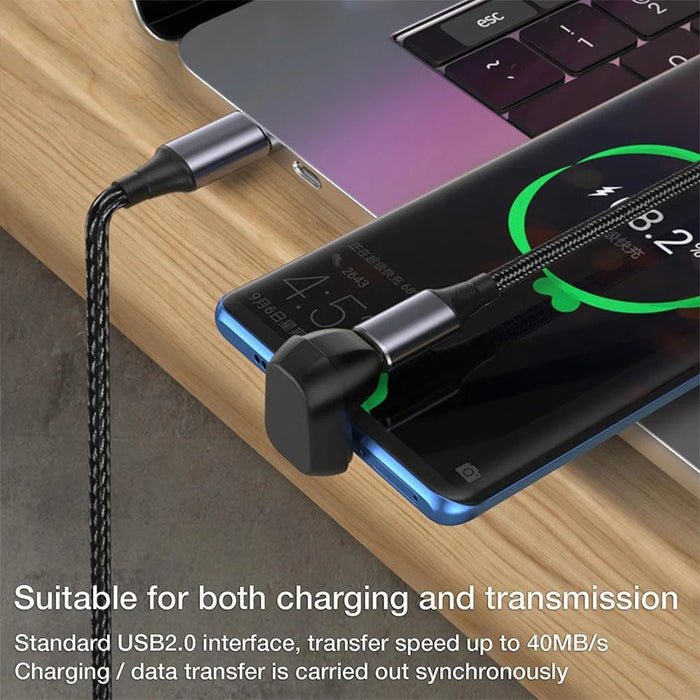 U-shape Elbow Type-C Male to Female Data Transfer Fast Charging Connector USB2.0 Adapter - 5