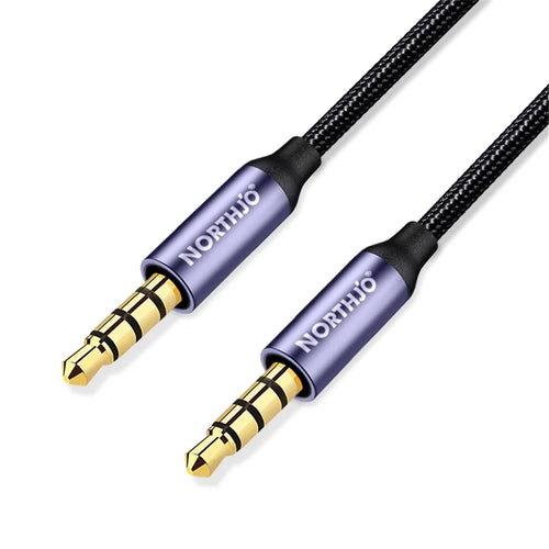 NORTHJO 1m Audio Cable 4 Pole 3.5mm Male to Male Stereo Aux Cord - 1