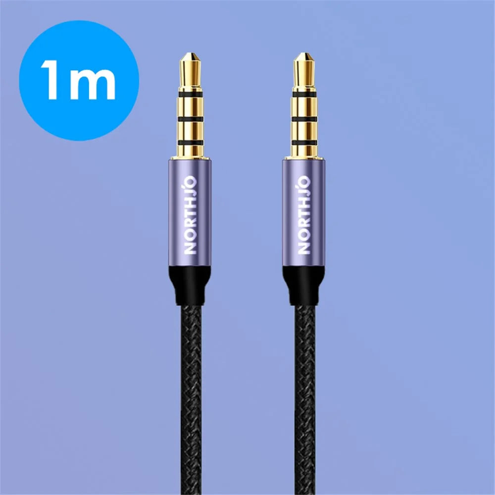 NORTHJO 1m Audio Cable 4 Pole 3.5mm Male to Male Stereo Aux Cord - 5