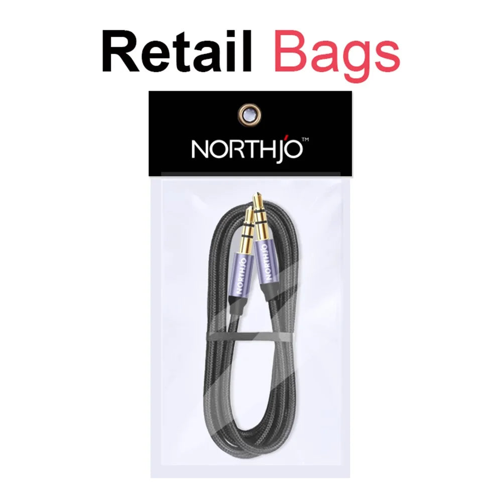 NORTHJO 1m Audio Cable 4 Pole 3.5mm Male to Male Stereo Aux Cord - 6