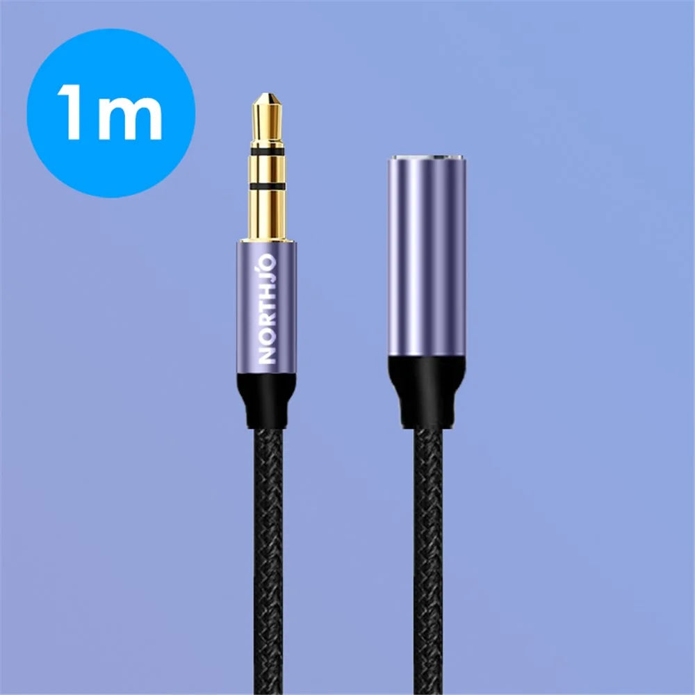 NORTHJO 1m Audio Cable 3 Pole 3.5mm Male to Female Stereo Aux Cord - 5
