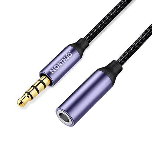 NORTHJO 1m AUX Extension Cable 4 Pole 3.5mm Male to Female Stereo Audio Cord - 1