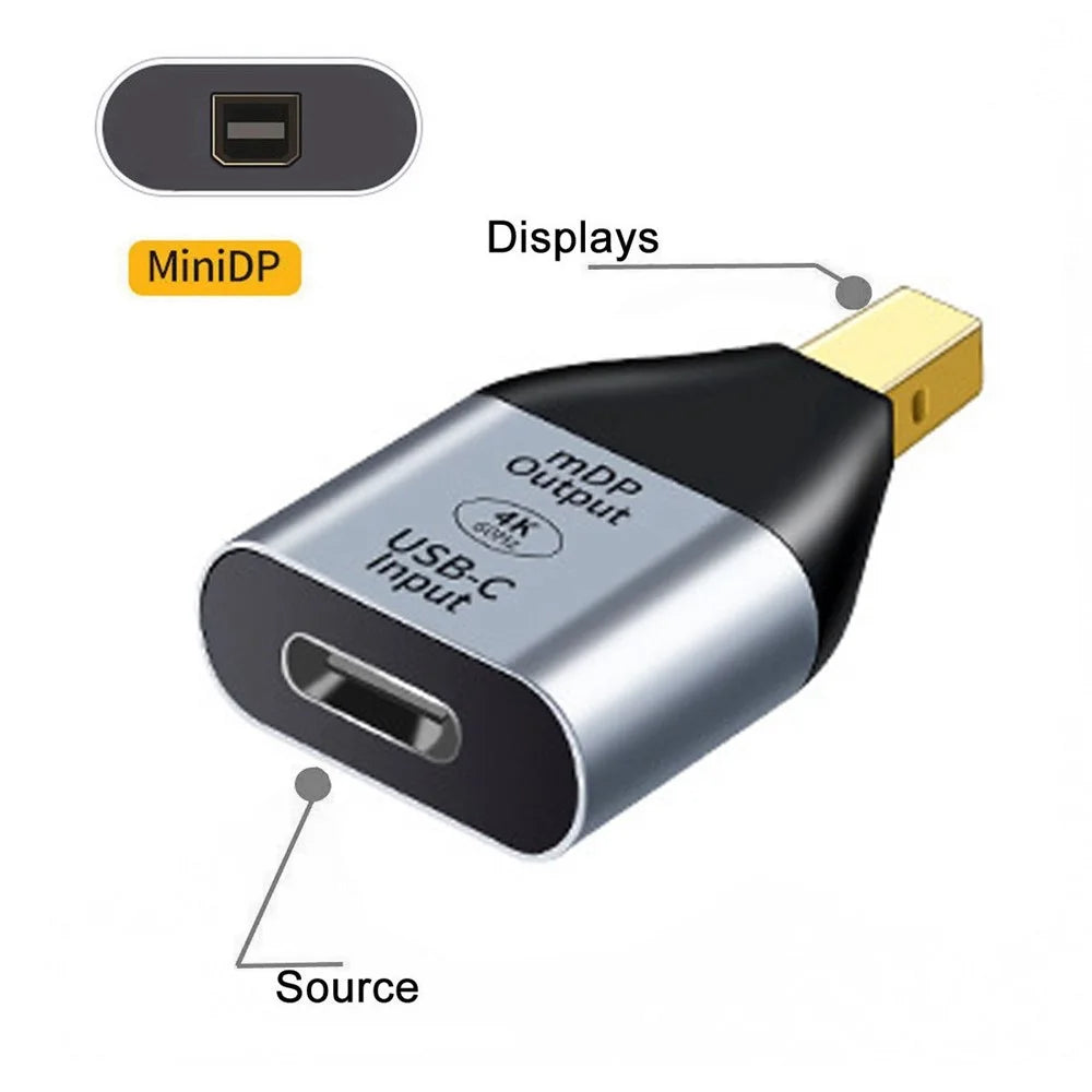 UC-012-MDP USB-C Female to Mini DisplayPort Male HDTV 4K/60Hz 1080P Adapter for Tablet/Phone/Laptop - 7
