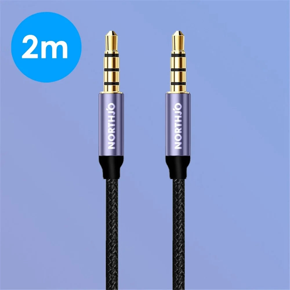NORTHJO NOMTM0402 4-Pole 3.5mm AUX Adapter Audio Cable Male to Male Stereo Audio Wire 2m - 5