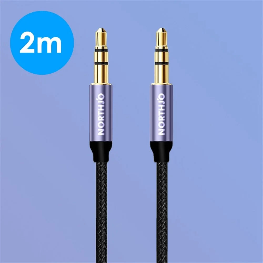 NORTHJO NOMTM0302 3-Pole 3.5mm AUX Adapter Cable Audio Male to Male Stereo Audio Line 2m - 5