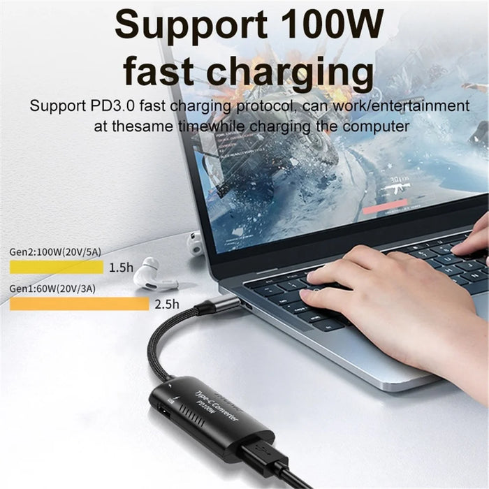 DC7909 + Type-C + USB to Type-C Multi-function Adapter Laptop Power Adapter Converter - 2