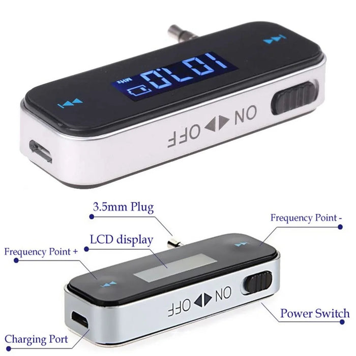 T01 Universal Car FM Transmitter Mobile Phone Audio Transmitter 3.5mm Wireless FM Transmitter with LCD Display - 4
