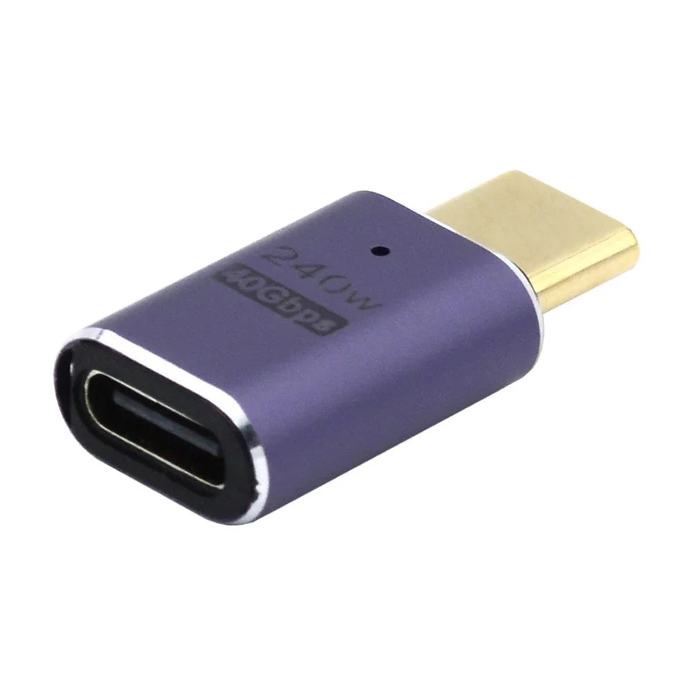 240W Type-C Female to Male Mini Adapter 40Gbps Transmission Straight Converter with Indicator - 1