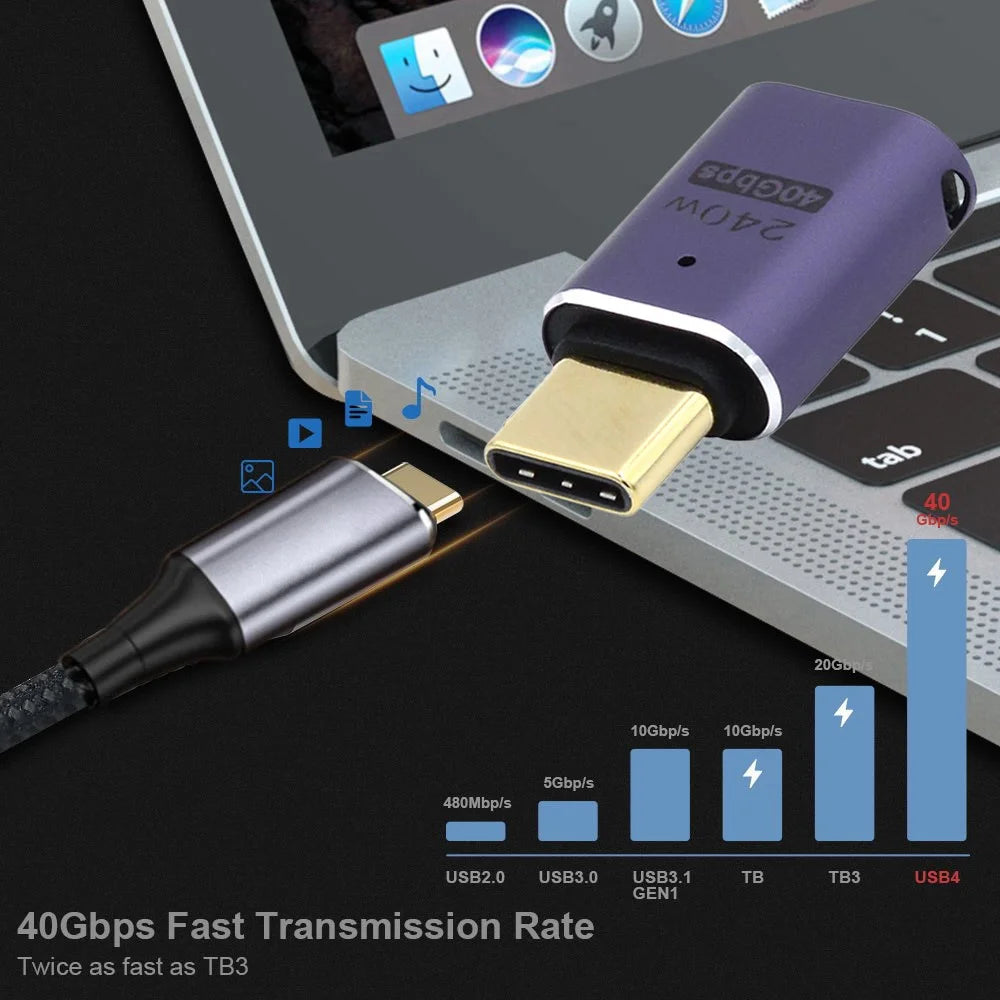 240W Type-C Female to Male Mini Adapter 40Gbps Transmission Straight Converter with Indicator - 5
