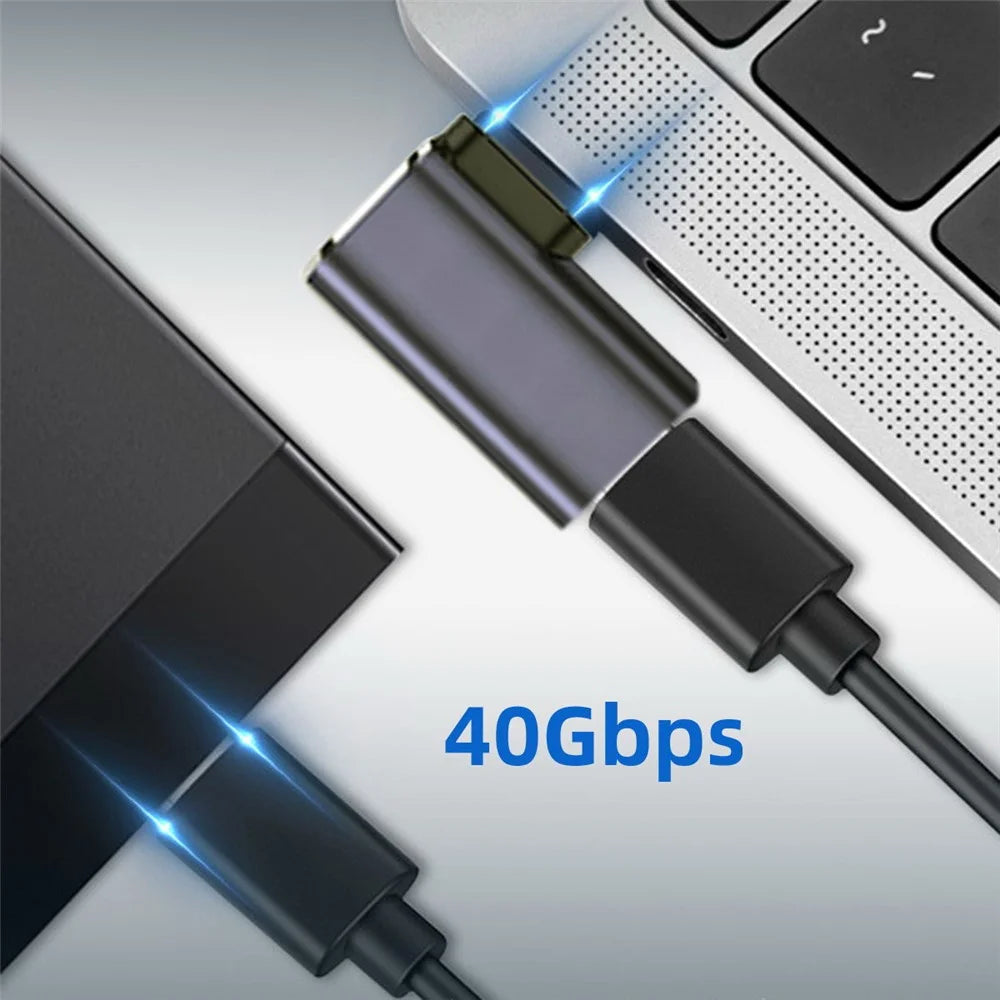 40Gbps Transmission 240W Type-C Female to Male Mini Adapter Elbow Converter with Indicator - 7