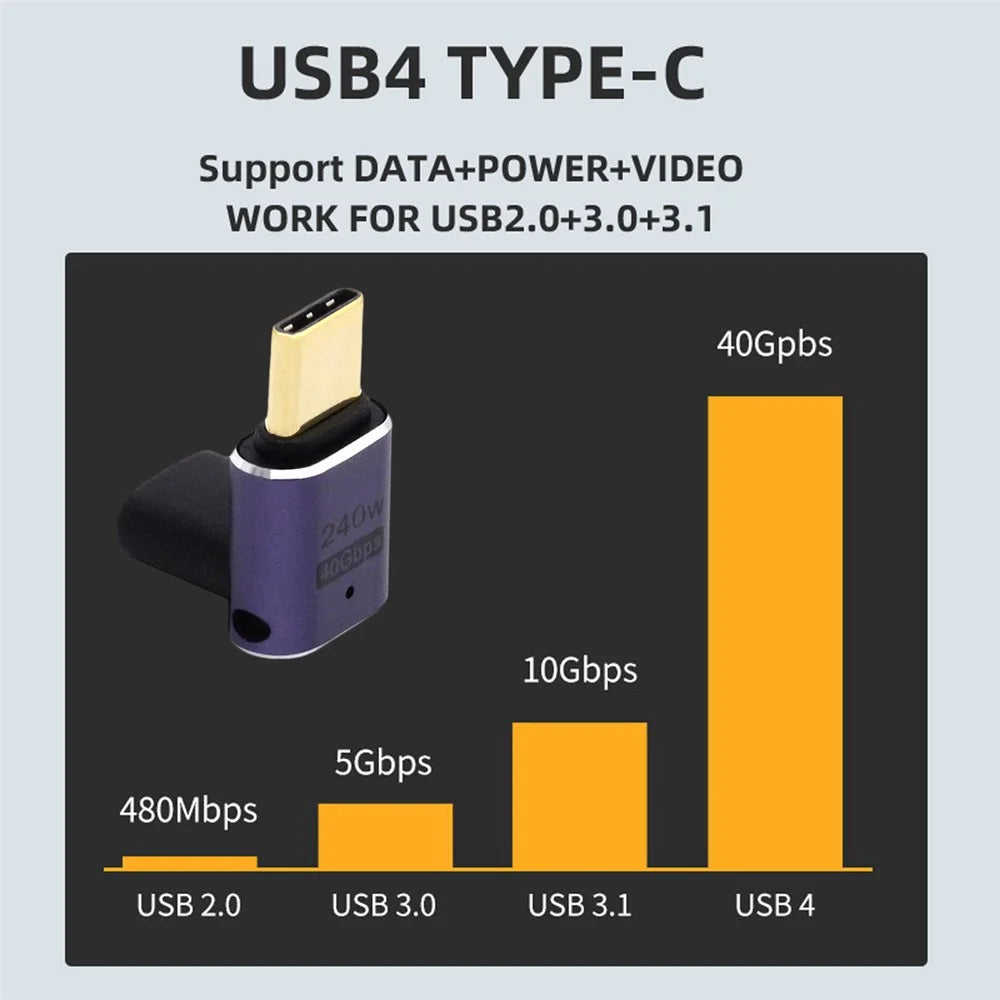 Up and Down Angle Type-C Female to Male Mini Adapter Support 240W Charging / 40Gbps Transmission Converter - 4
