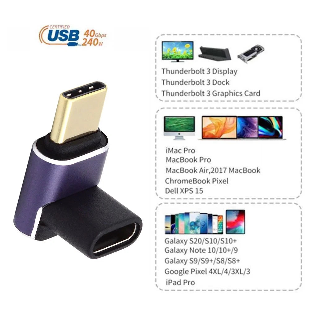 Up and Down Angle Type-C Female to Male Mini Adapter Support 240W Charging / 40Gbps Transmission Converter - 5