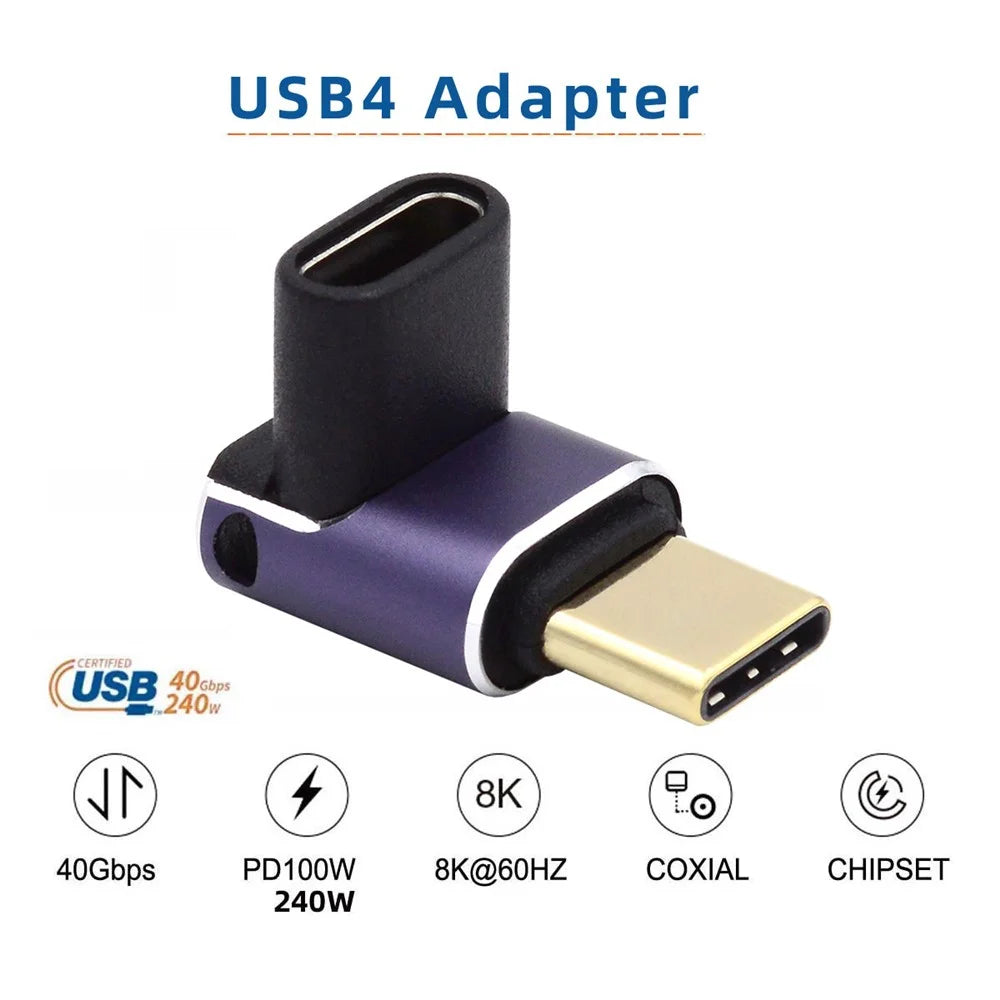 Up and Down Angle Type-C Female to Male Mini Adapter Support 240W Charging / 40Gbps Transmission Converter - 6