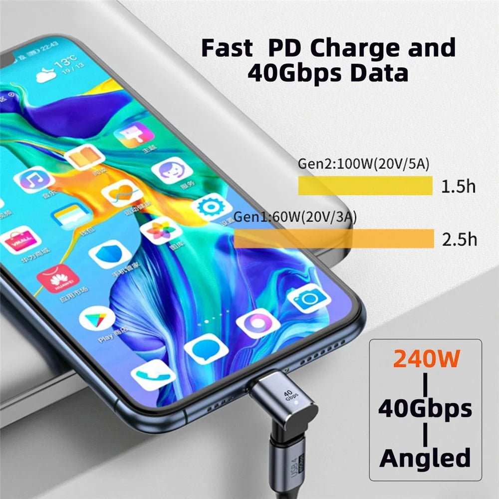 Up and Down Angle Type-C Female to Male Mini Adapter Support 240W Charging / 40Gbps Transmission Converter - 7