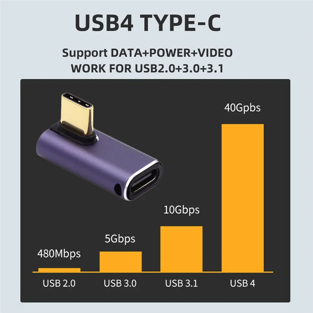 240W Type-C Female to Male Angled Mini Adapter 40Gbps Converter Support 8K Audio Transmission - 4