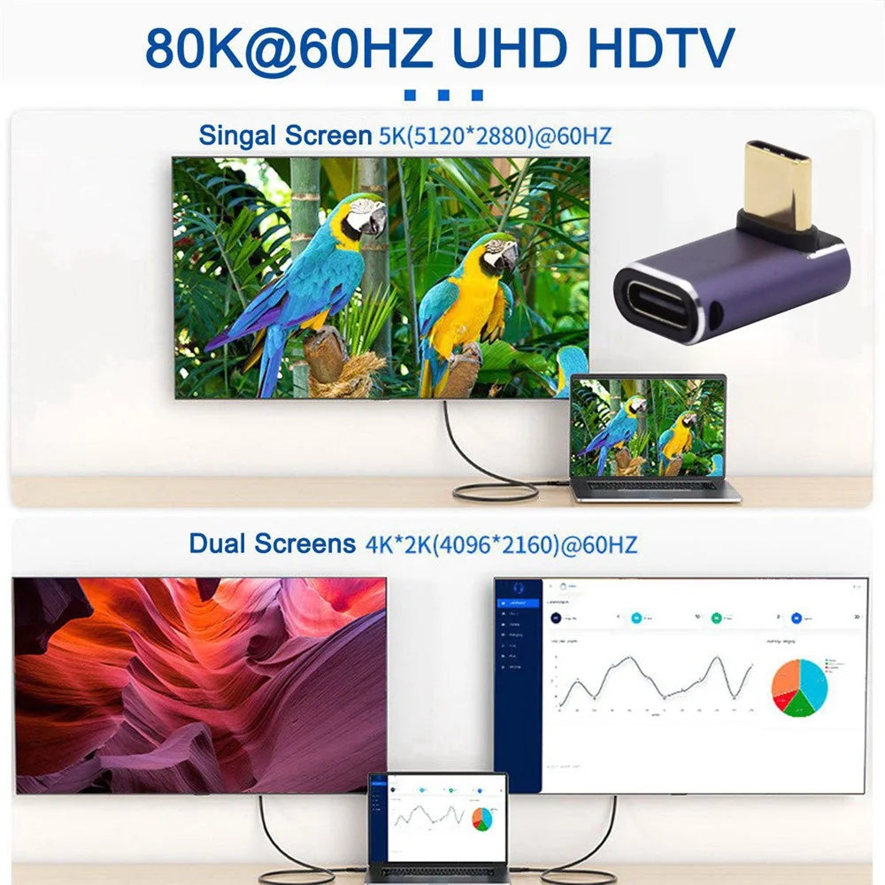 40Gbps Transmission 240W USB Type-C Female to Male Angled Adapter Mini Converter with Indicator - 3