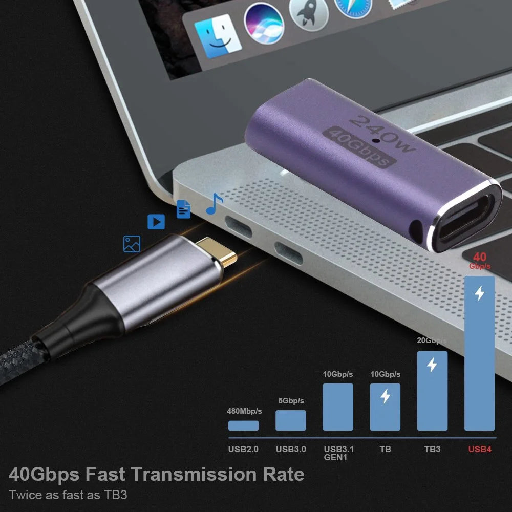 240W 40Gbps Type-C Female to Female Straight Mini Adapter Converter Support 8K Audio Transmission - 7