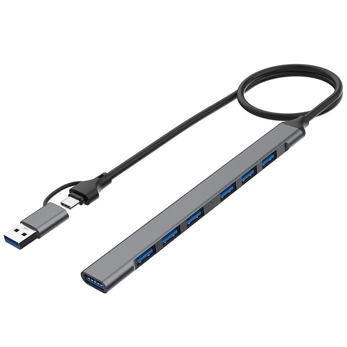 2-in-1 USB-C / USB-A HUB Adapter 7-Port Docking Station USB2.0 3.0 Splitter for Laptops - 1
