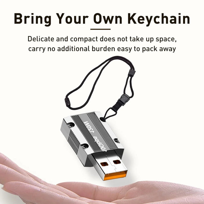 Straight Head 120W Type-C Female to USB 3.0 Male Zinc Alloy Adapter Converter Support Data Transfer and Charging - Silver - 6