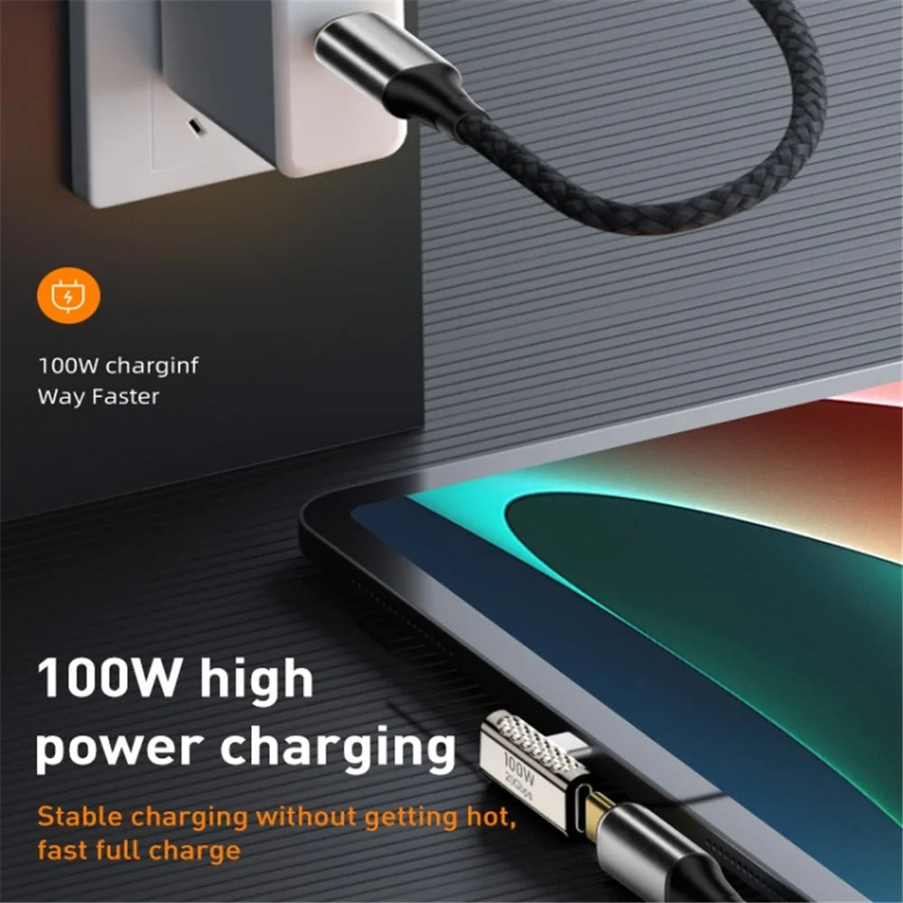 100W Type-C Male to Type-C Female Adaptor 20Gbps Zinc Alloy Angled USB-C Converter - 3