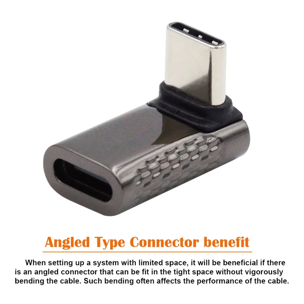 100W Type-C Male to Type-C Female Adaptor 20Gbps Zinc Alloy Angled USB-C Converter - 7