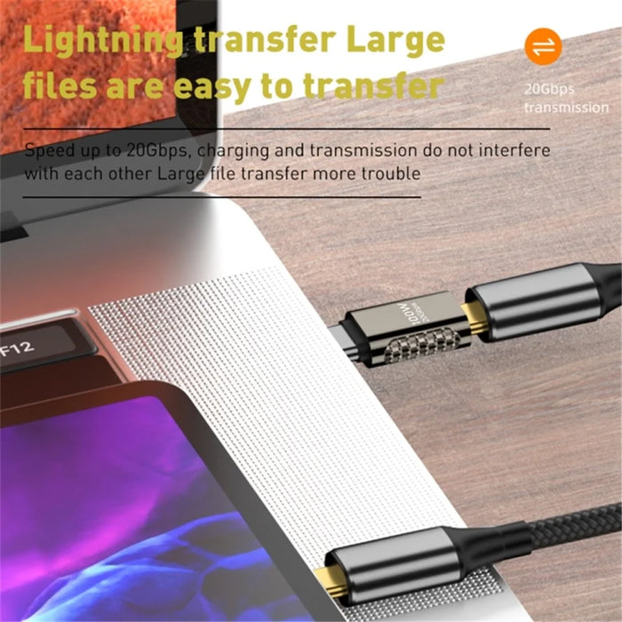 100W Type-C Male to Type-C Female Converter 20Gbps Zinc Alloy Middle Angled USB-C Adaptor - 4