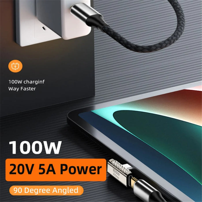 100W Type-C Male to Type-C Female Converter 20Gbps Zinc Alloy Middle Angled USB-C Adaptor - 7