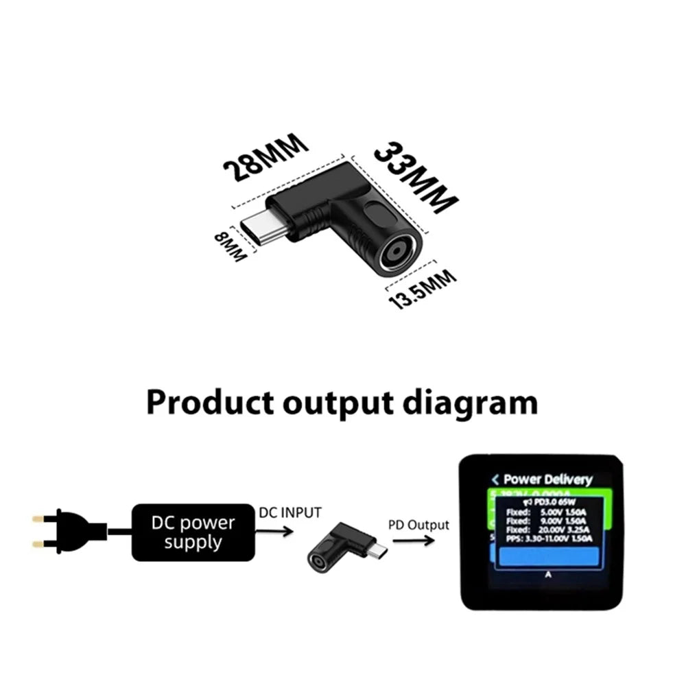 DC 4.0x1.7mm to Type-C PD 65W Mini Power Adapter for Mobile Phone / Tablet / Laptop PVC Converter - 6