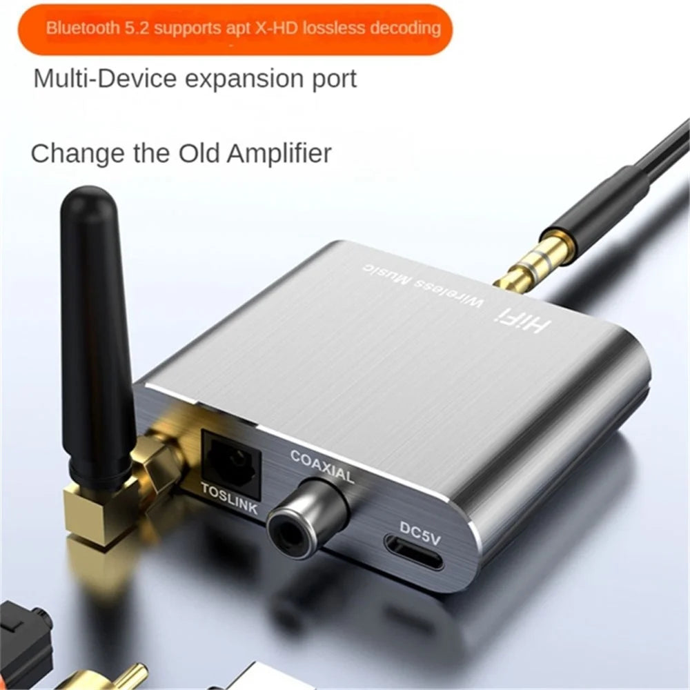 D300 3.5mm AUX Optical Fiber Coaxial Bluetooth-compatible 5.2 Music Receiver Aluminum Alloy HiFi Audio Adapter - 3