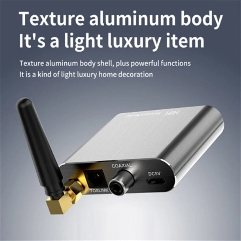 D300 3.5mm AUX Optical Fiber Coaxial Bluetooth-compatible 5.2 Music Receiver Aluminum Alloy HiFi Audio Adapter - 5