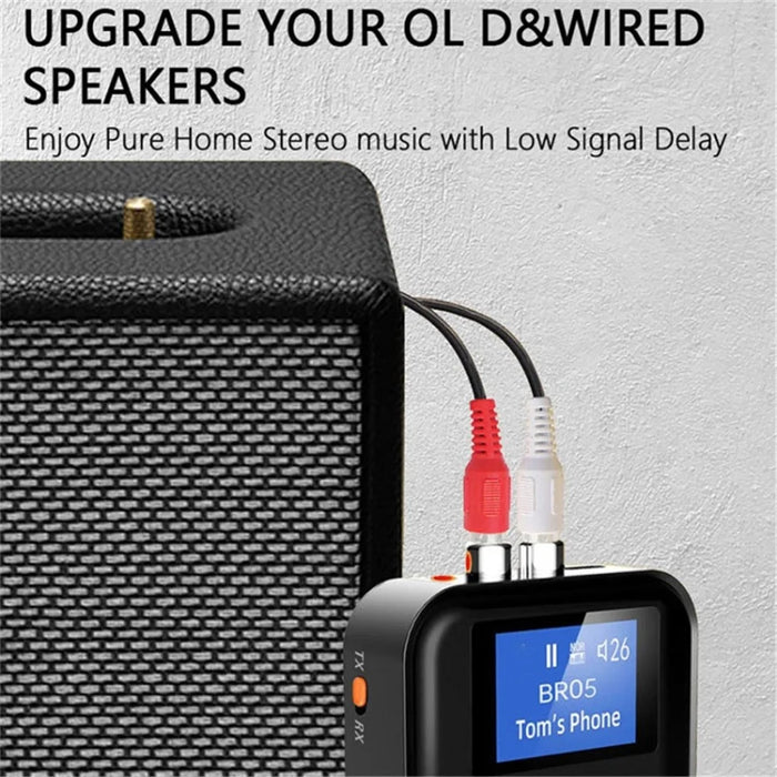 BR05 2 in 1 Wireless Bluetooth-compatible Transmitter Receiver 5 EQ Modes Audio Adapter with 3.5mm AUX RCA TF Port - 3