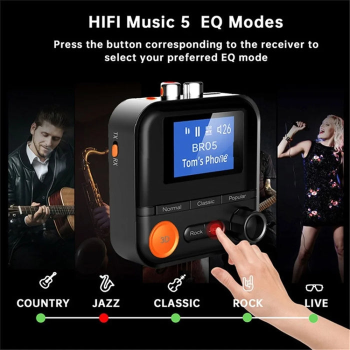 BR05 2 in 1 Wireless Bluetooth-compatible Transmitter Receiver 5 EQ Modes Audio Adapter with 3.5mm AUX RCA TF Port - 4