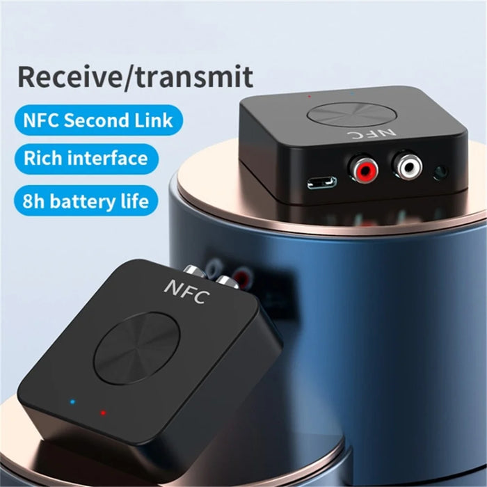BT-21 NFC Bluetooth-compatible Receiver Transmitter 3.5mm AUX Jack RCA Wireless Adapter for Car Audio Speaker - 2