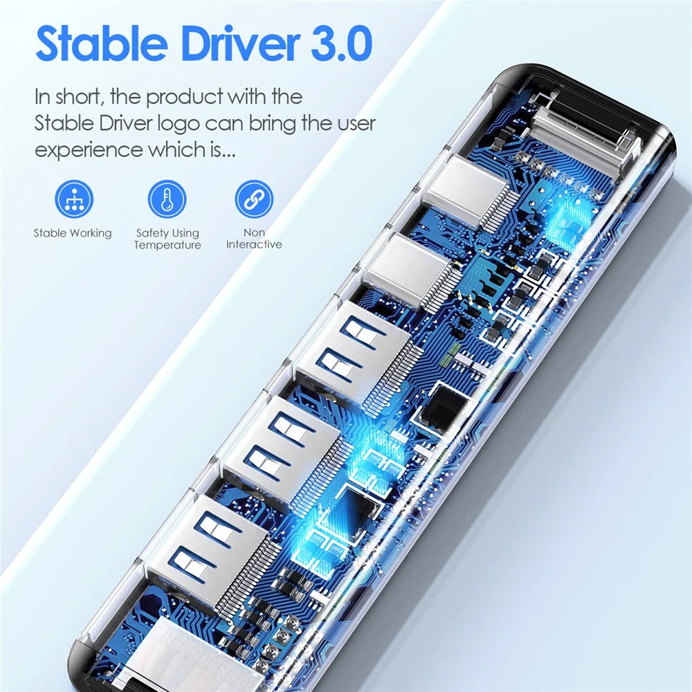 LENTION CE35sH Cloud Ala Series 6-in-1 USB-C Hub Adapter USB-C to 3 USB3.0 + HD 4K / 30Hz  + PD3.0 + USB-C Docking Station - Grey - 4