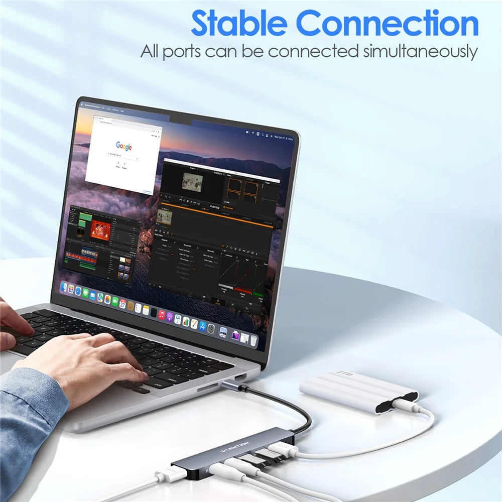 LENTION CE35sH Cloud Ala Series 6-in-1 USB-C Hub Adapter USB-C to 3 USB3.0 + HD 4K / 30Hz  + PD3.0 + USB-C Docking Station - Grey - 6