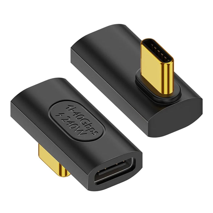 Type-C Female to Type-C Male Middle Angled Converter 40Gbps 240W Fast Charging Mini Adapter - 1