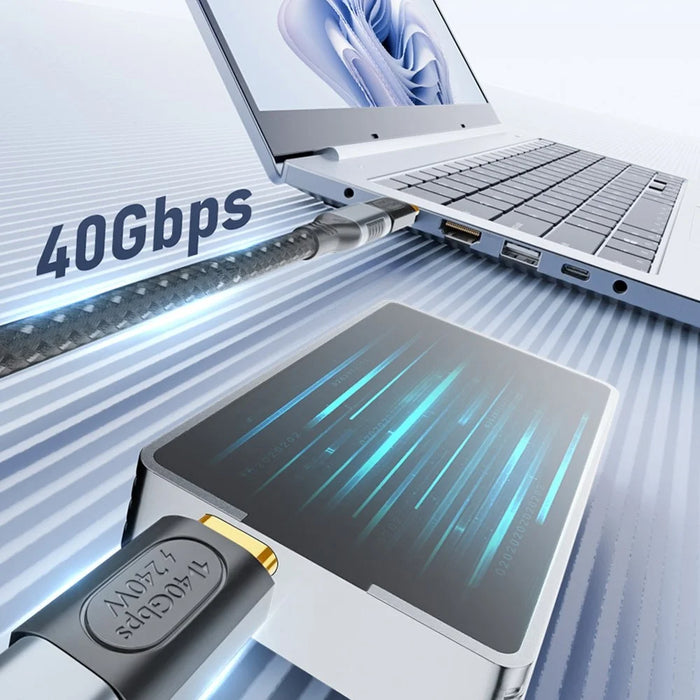 Type-C Female to Type-C Male Middle Angled Converter 40Gbps 240W Fast Charging Mini Adapter - 4