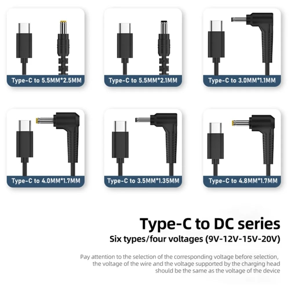 20V 4.0 x 1.7mm USB-C to DC Adapter Cable for Routers, Cameras, TV Box, Desk Lamps PVC Power Cord Converter - 7