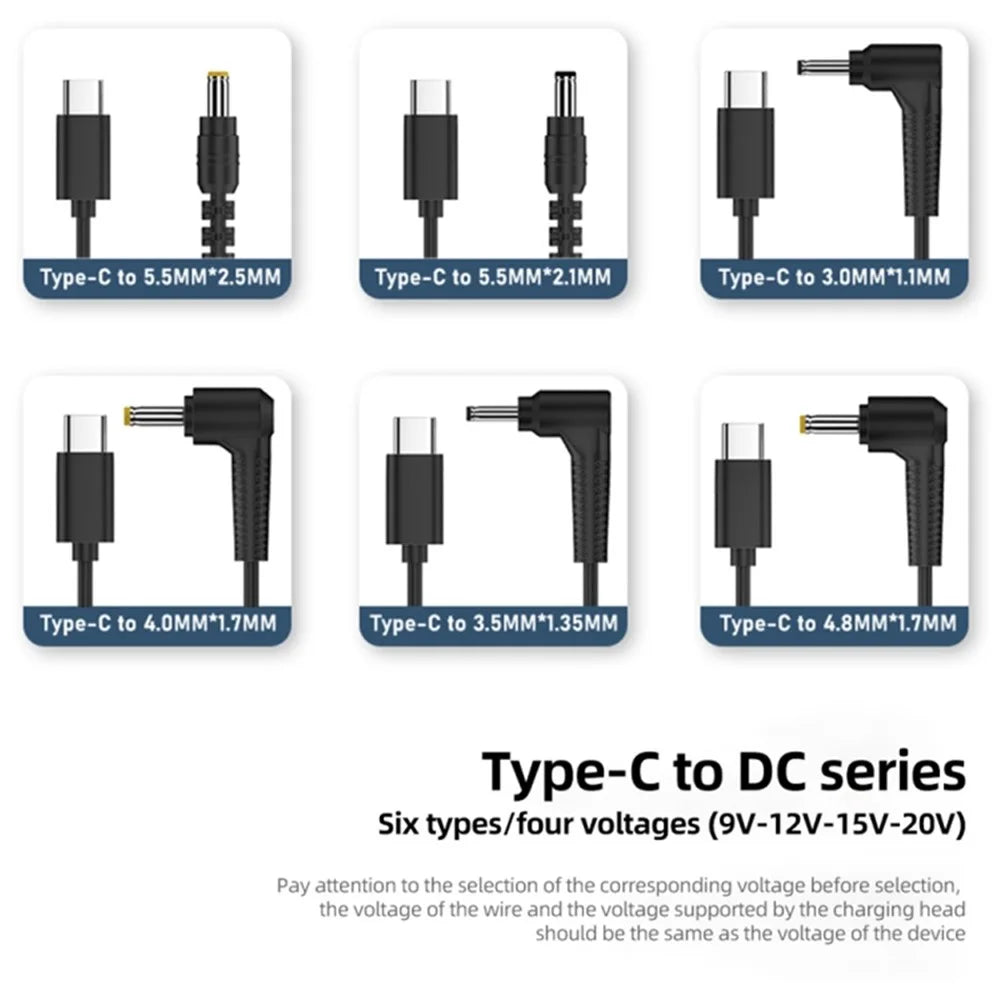 USB-C to DC Power Cable 9V 5.5 x 2.1mm PVC Power Cord Adapter for Routers, Cameras, TV Box, Desk Lamps - 7