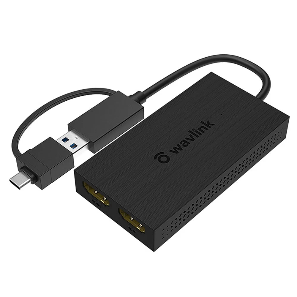 WAVLINK UG7602HC Portable USB3.0 / USB-C to Dual HD Display Adapter 4K Expansion Graphics Card Sync Screen Expander - 1