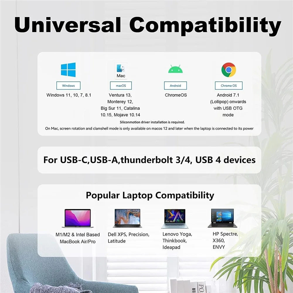 WAVLINK UG7602HC Portable USB3.0 / USB-C to Dual HD Display Adapter 4K Expansion Graphics Card Sync Screen Expander - 3