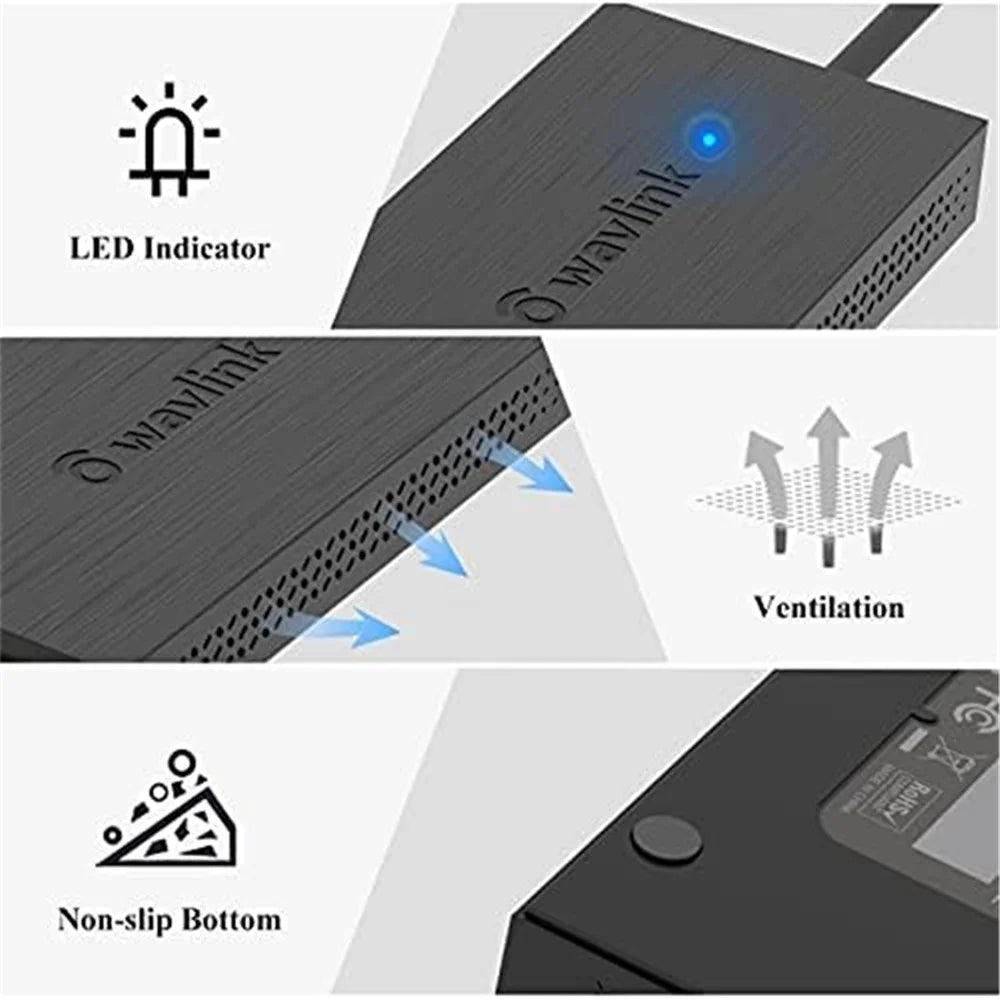 WAVLINK UG7602HC Portable USB3.0 / USB-C to Dual HD Display Adapter 4K Expansion Graphics Card Sync Screen Expander - 6