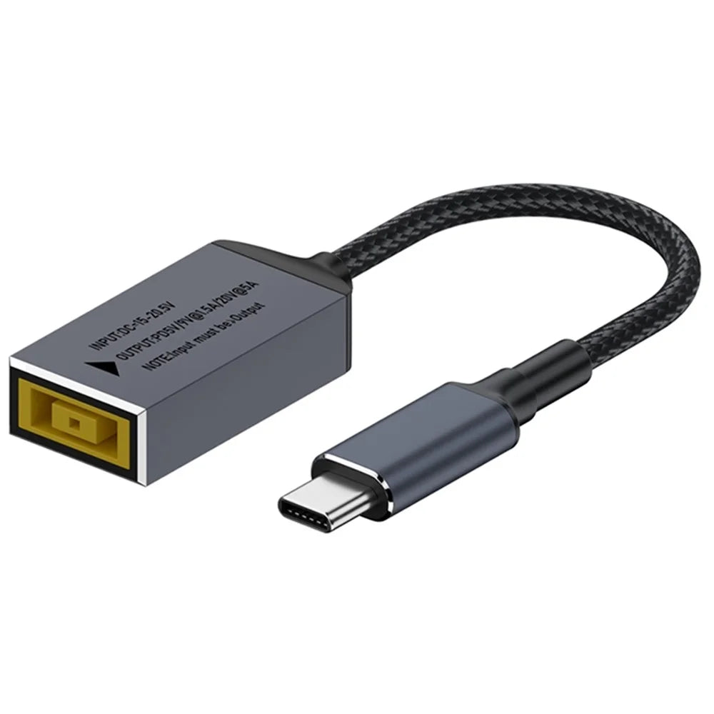 For Lenovo Laptop Big Square Female to Type-C Male 100W Power Adapter Charging Converter - 1