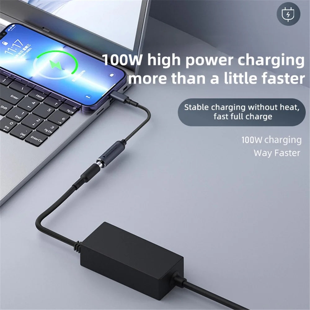 For Lenovo Laptop Big Square Female to Type-C Male 100W Power Adapter Charging Converter - 4