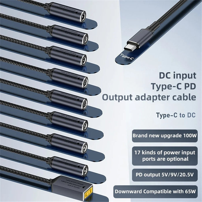 DC 4.0x1.35mm to Type-C Male PD 100W Charging Cable Laptop Power Supply Replacement - 4