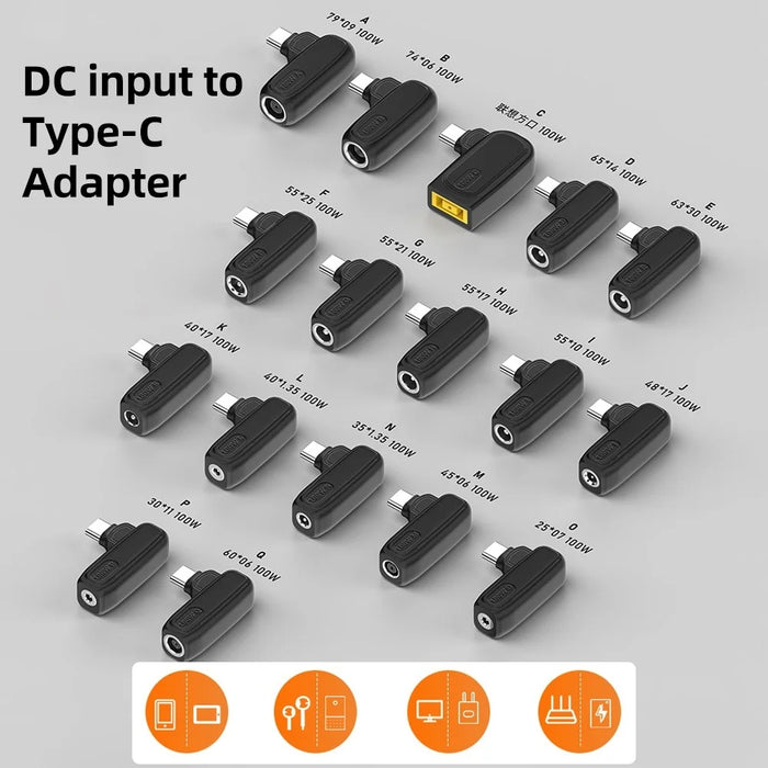 100W P 3.0X1.1mm Female to Type-C Male Charging Adapter Mini Converter - 5