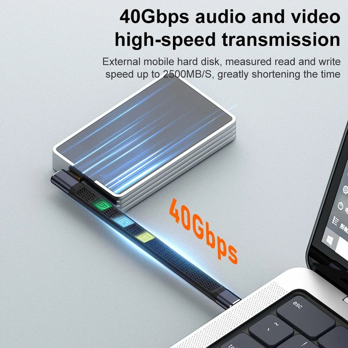 USB Type-C Male to Male Elbow FPC Soft Wire 40Gbps Data Cable Support 240W Fast Charging - 5