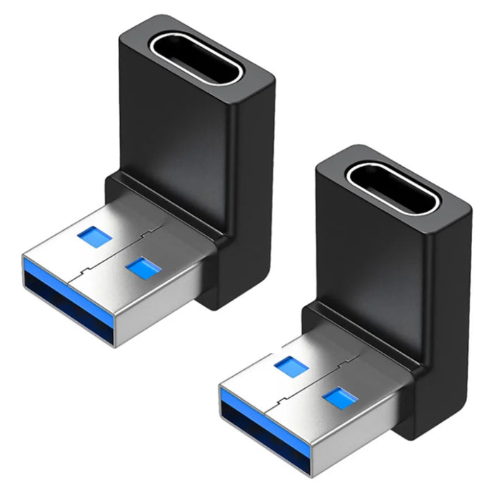 ENKAY HAT PRINCE 2Pcs 90 Degree USB 3.0 Male to Type-C Female Converter Right Angle Mini Adapter - 1