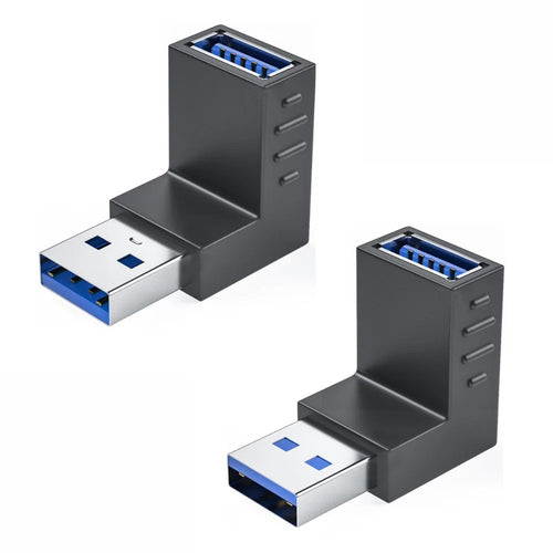 ENKAY HAT PRINCE 2Pcs Right Angle Converter USB 3.0 Male to Female 90 Degree Adapter - Up+Down Angle - 1